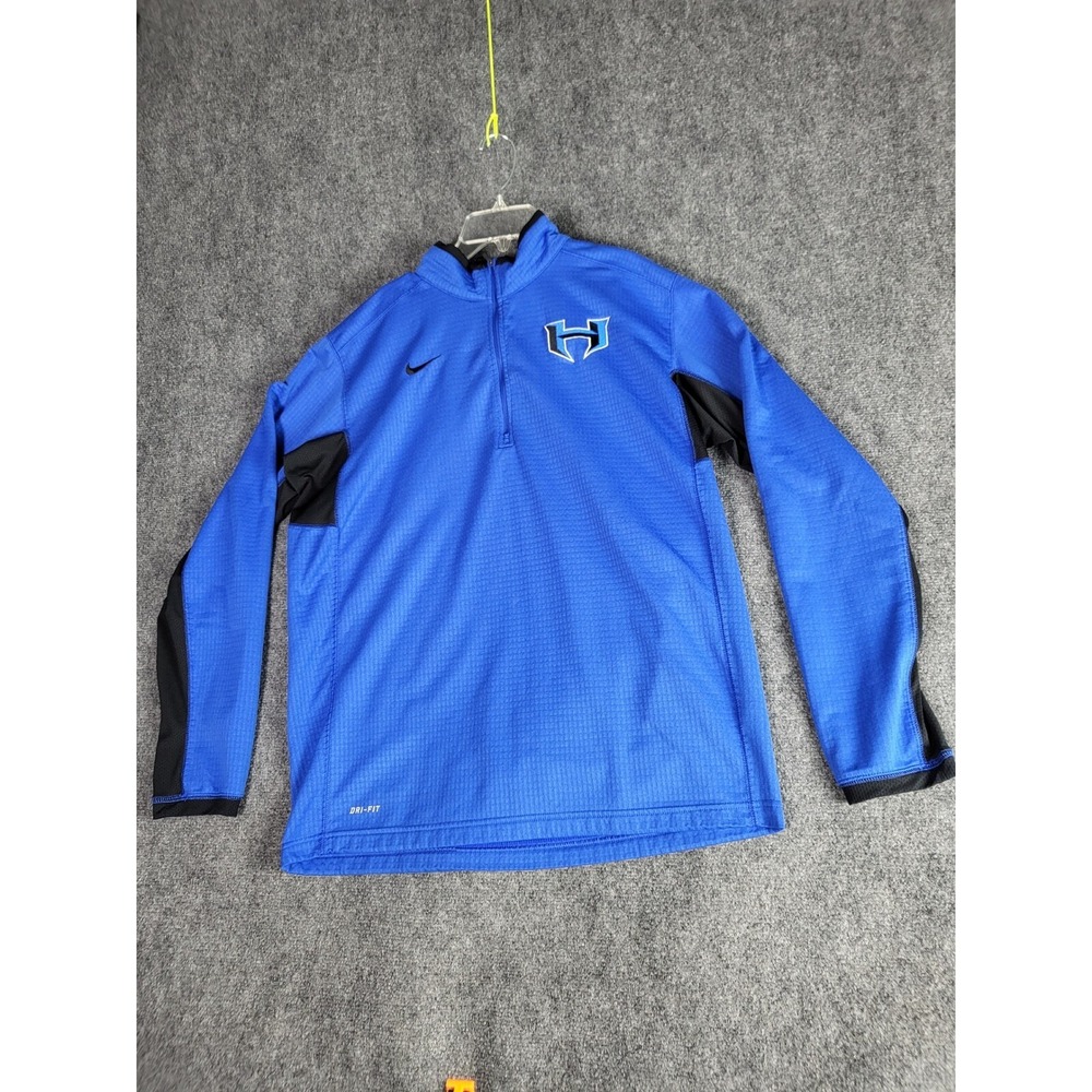 Nike Dri-FIT Pullover Half Zip Athletic Training Top Blue Black Mens Sz L Sporty